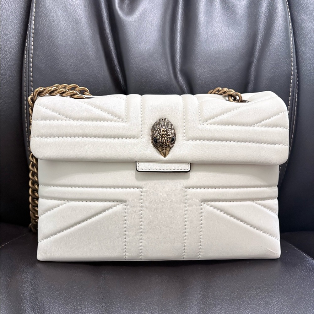 Kurt Geiger London Kensington Quilted Leather Medium Shoulder Bag in White color